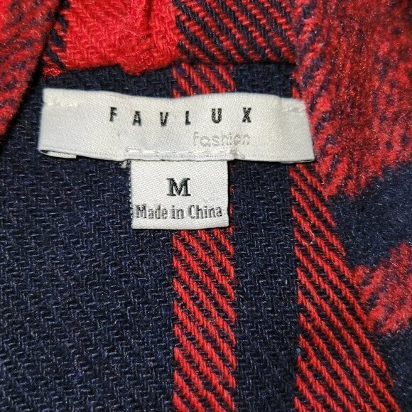 Favlux Plaid Hoodie Short Crop Zip Up Vest Women’s - Red/Navy || Med EUC - Picture 8 of 10